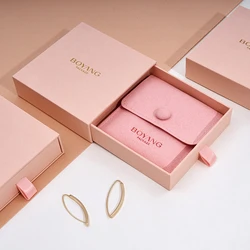 Boyang Custom Drawer Paper Pink Bracelet Necklace Ring Earring Jewelry Packaging Box Set