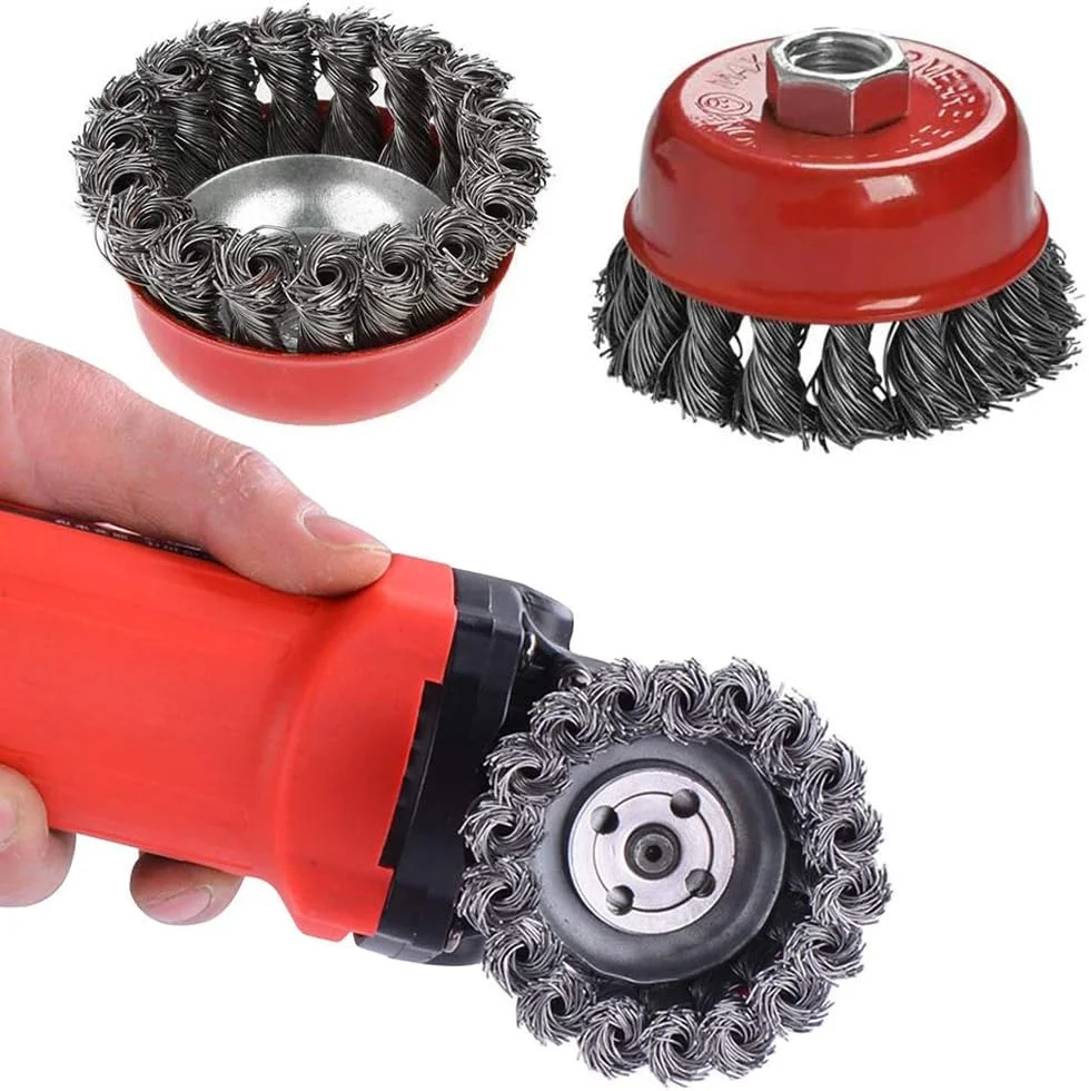 Easy to install 100mm High Quality Twist Knotted Steel Wire Brush Carbon Steel Wire For Grinders used to Grinding