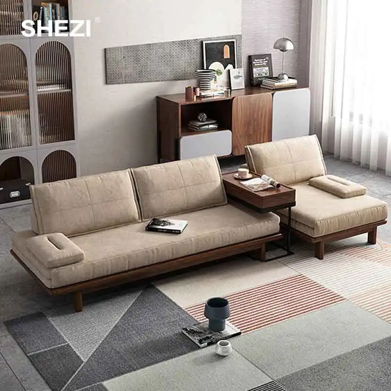 SHEZI Modern Fabric Sofa Bed Multifunctional Solid Ash Wood Foldable sofa bed for Hotel Villa Use sectional sofa