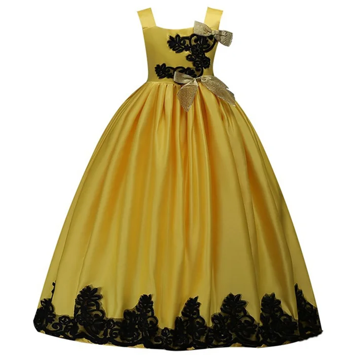 Latest Children Lace Evening Long Yellow Greek Goddess Fancy Emerald Green Evening Kaftan Dress Dubai 8 Year Old Girl