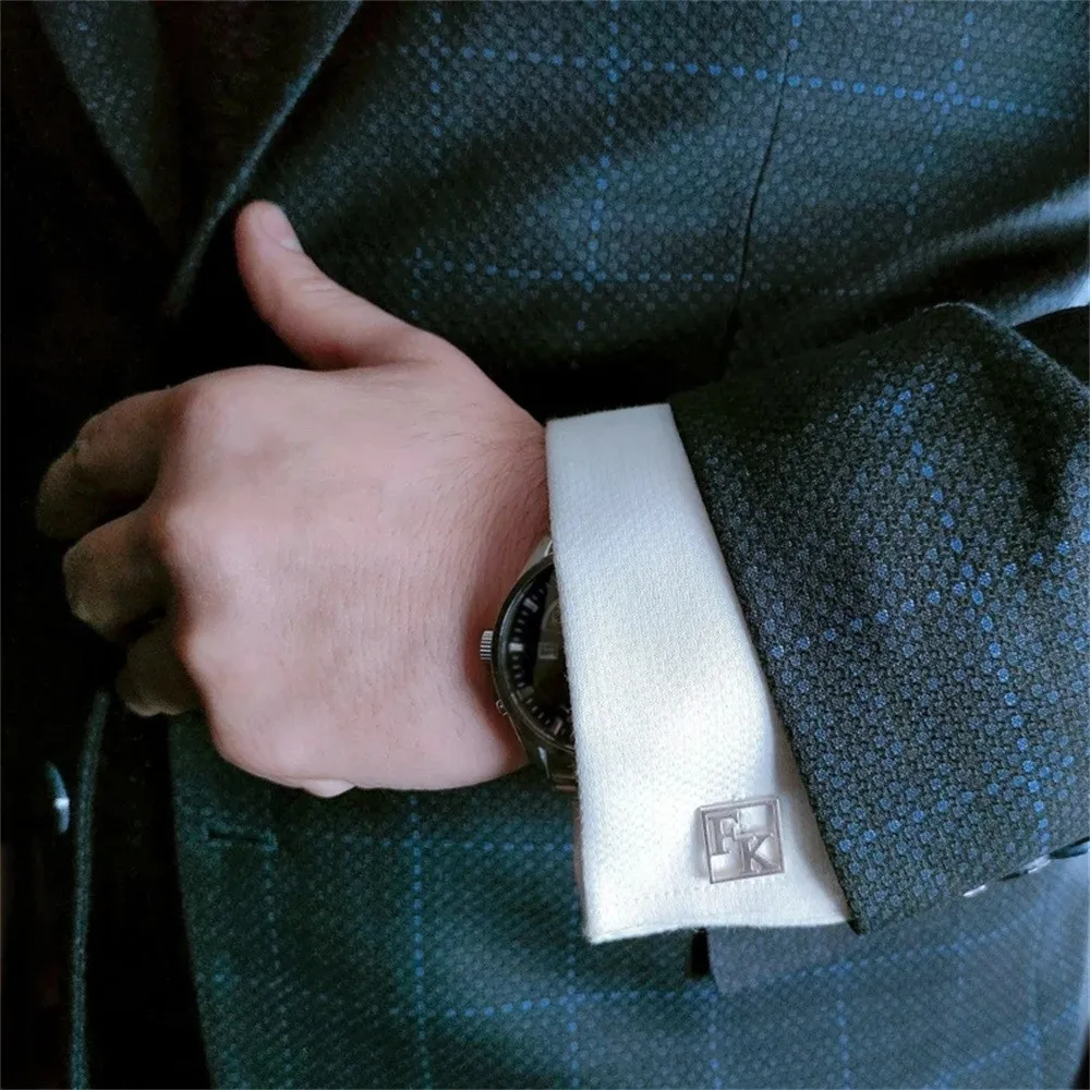 Chinese factory initial letter square shape cufflinks for men