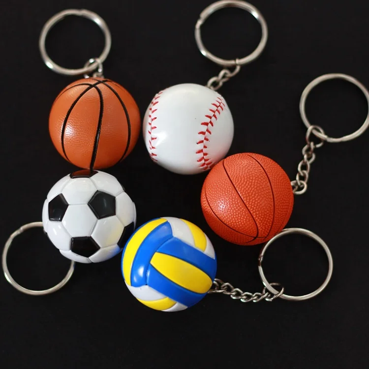 Custom Souvenirs Gift Plastic Ball Keychain Non Deformable Volleyball Basketball Soccer Ball Keychain With Logo Custom