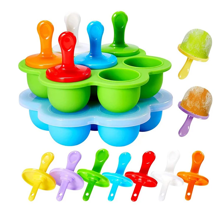Mini DIY 7 Holes BPA FREE Silicone popsicle mold Multipurpose  ice cream tool reusable silicone maker ice tray for homemade diy