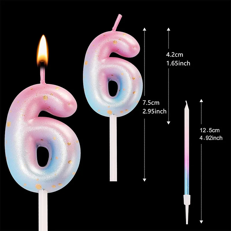 Pink Blue Purple Galaxy Gradient 1pcs/box 0~9 Gradient Color Birthday Anniversary Number Cake Decoration  Votive Candles