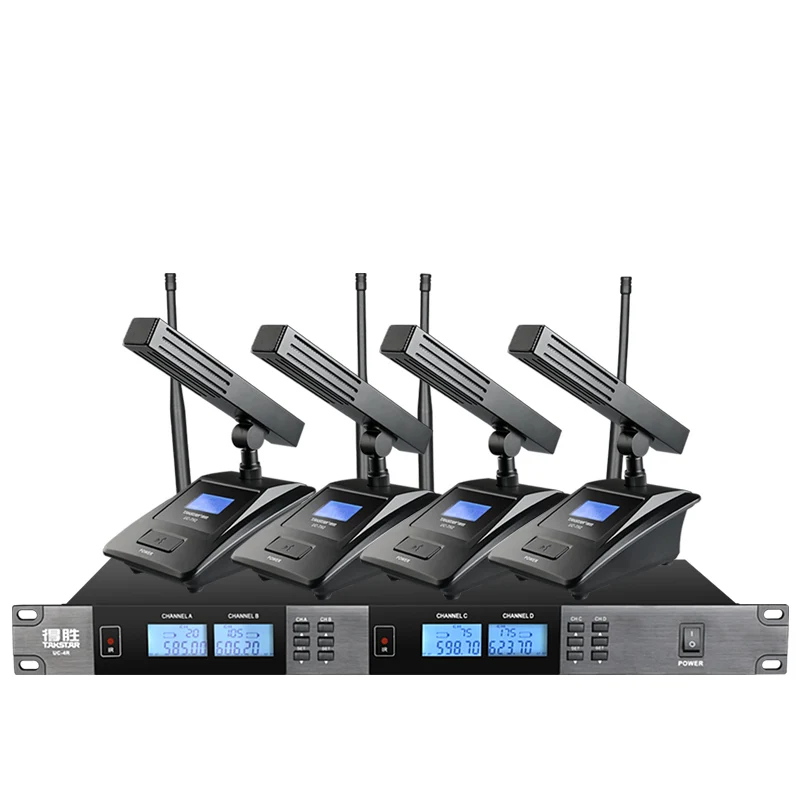 Takstar UC-4R Wholesale High Quality Long Distance 100M UHF 4 Channel Wireless Microphone with Receiver for conference church