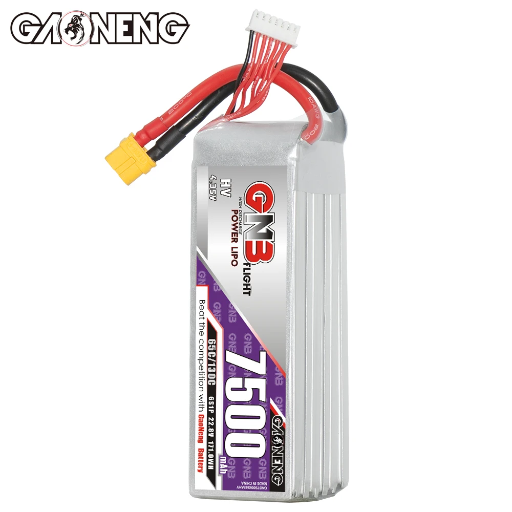 GNB GAONENG LiHV HV 7500mAh 6S 22.8V 65C 130C XT60 RC LiPo Battery RC Car Truck Tank Drone Airplane Boat Off Load on Load