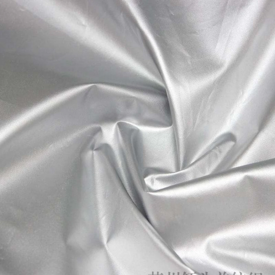 210d waterproof oxford polyester taffeta silver coated car cover fabric silver coated polyester emf shielding silver fabric