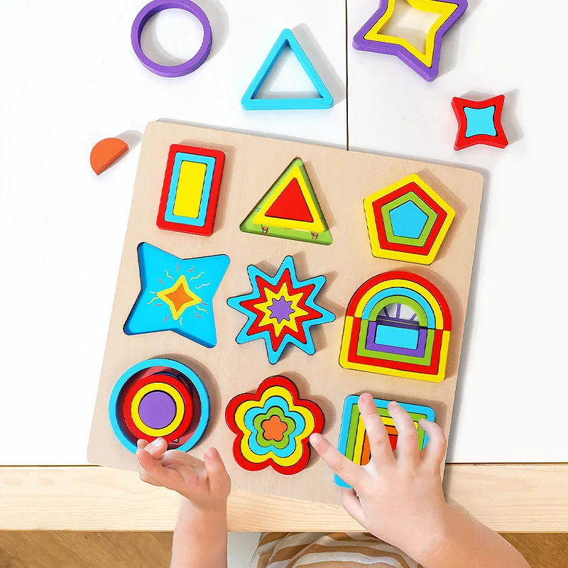 Custom Children Early Educational Geometry Shape Cognitive Sorting DIY Jigsaw Puzzle for Kids