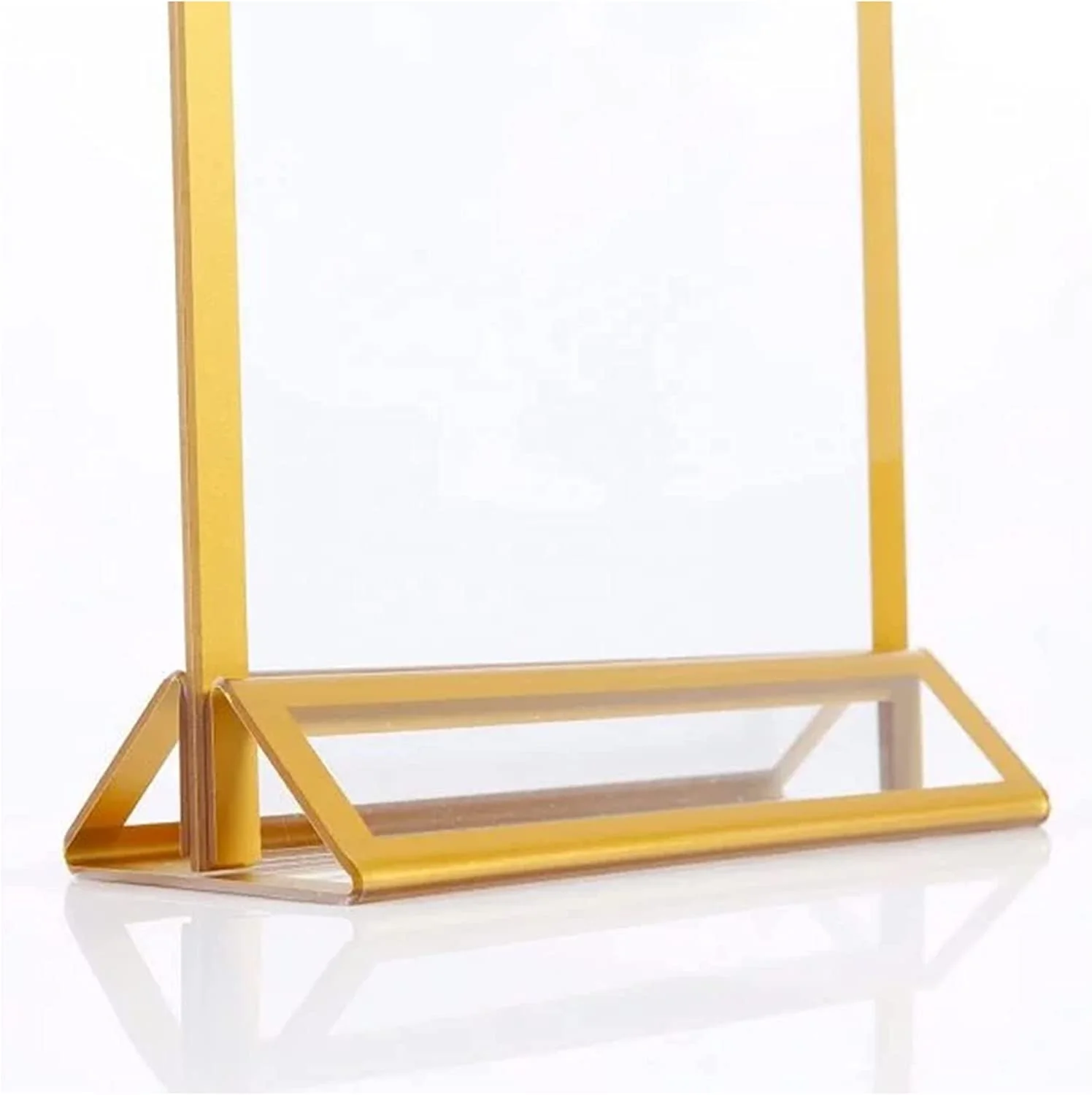 5*7 horizontal clear gold wedding table number holder menu display stand acrylic photo frame