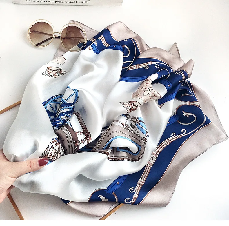 Wholesale China Square Silk Scarf Custom Printing, Fashion Designer 100 % Silk Scarf