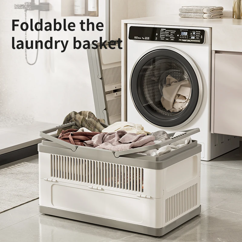 Plastic Storage Basket Big Capacity Folding Washing Basket for Bathroom Dirty Clothes Storage Basket with Handle for Bathroom