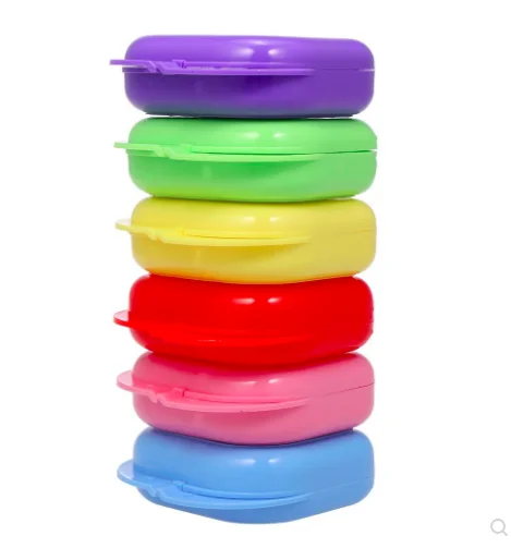 Portable Mouth Guard Case Dental Orthodontic Retainer Box Case Plastic Denture Tray Box Teeth Container Denture Box Colorful