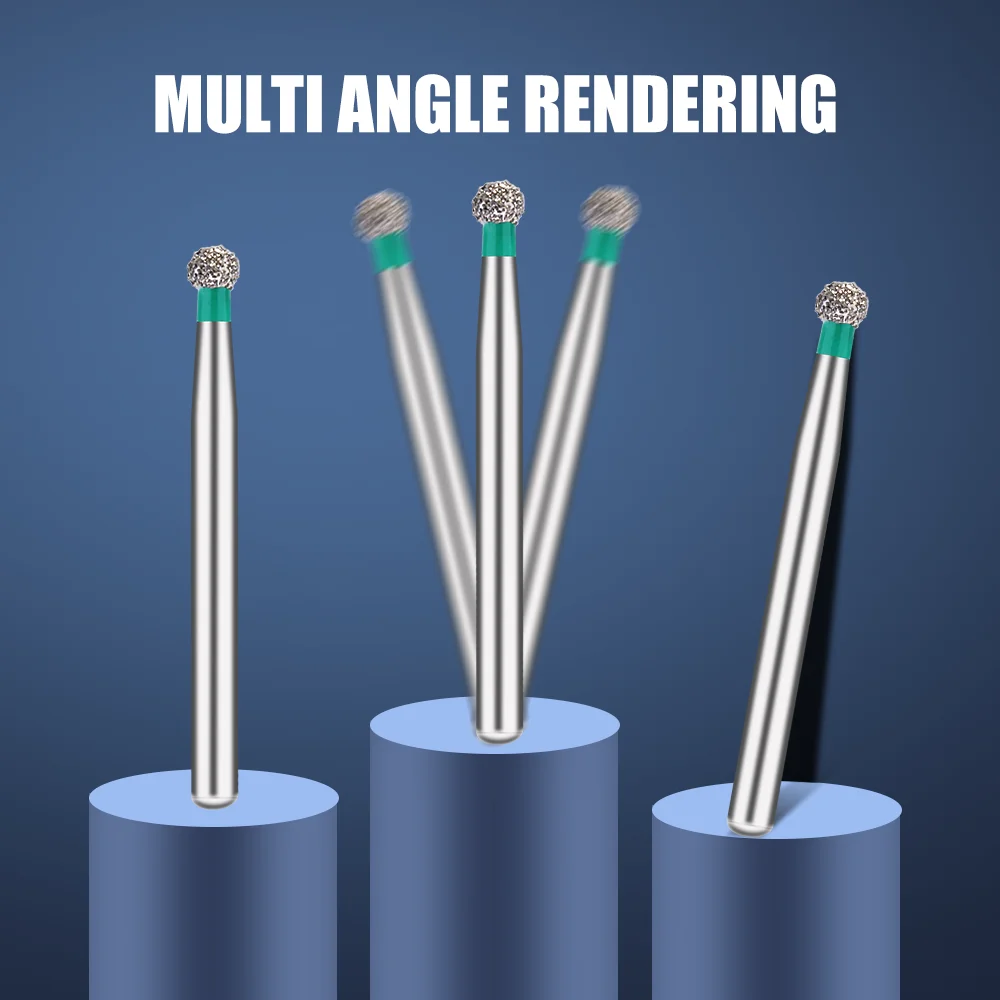 50 pcs Diamond Burs Dental Nail Drills High Speed Handpiece Dental Consumables Extreme Fine Coarse Taper Cone Yellow/Green