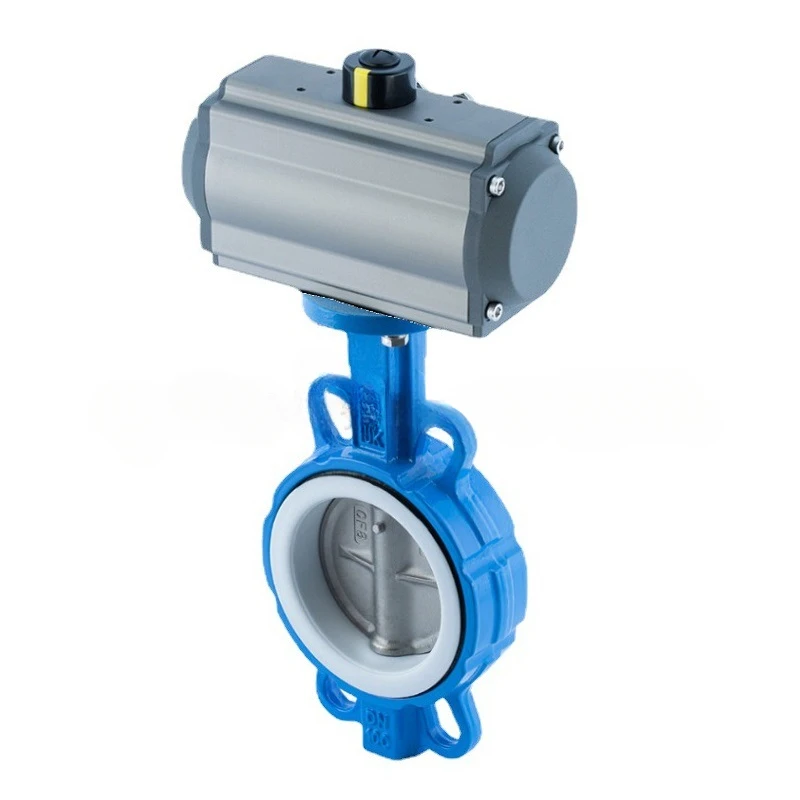 Пневматический клапан-бабочка D671F PN10 PN16 PTFE из нержавеющей стали DN50 ~ 350 пневматический для воды