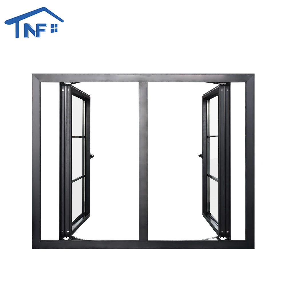 Aluminium opening 180 degree aluminum casement windows with fly screens