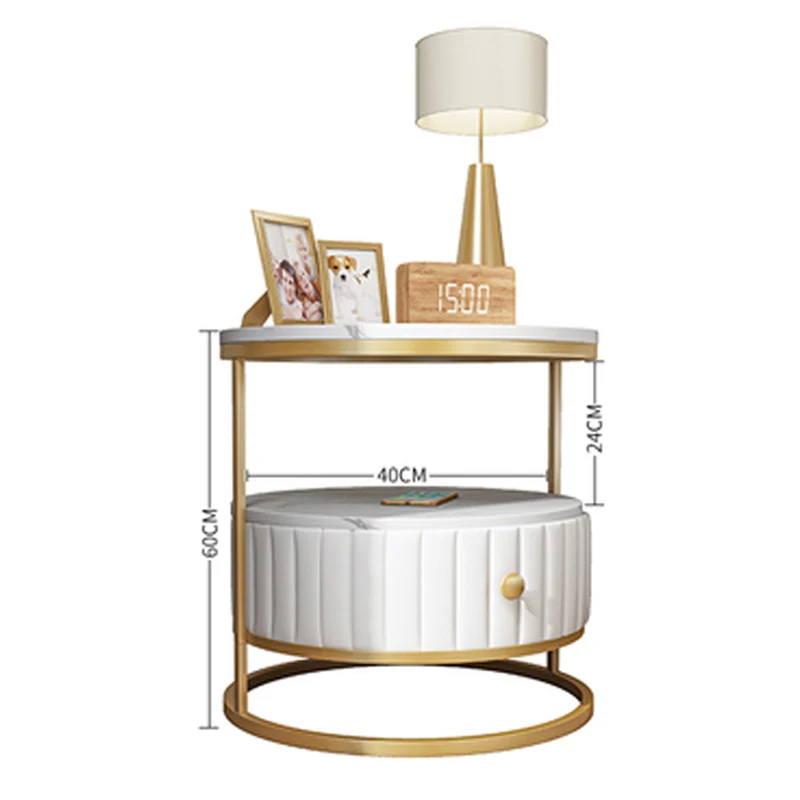 JIUHE 2021 Горячая Распродажа, Круглый прикроватный столик, мебель для спальни, металлический мраморный стол с выдвижным ящиком, прикроватный столик, ночная подставка