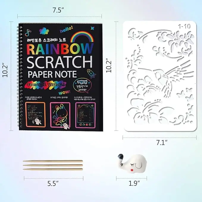 Scratch Paper Art Set 10 Sheets Rainbow Magic Scratch Art Black Scratch It Off Paper Crafts Notes Drawing Boards Sheet