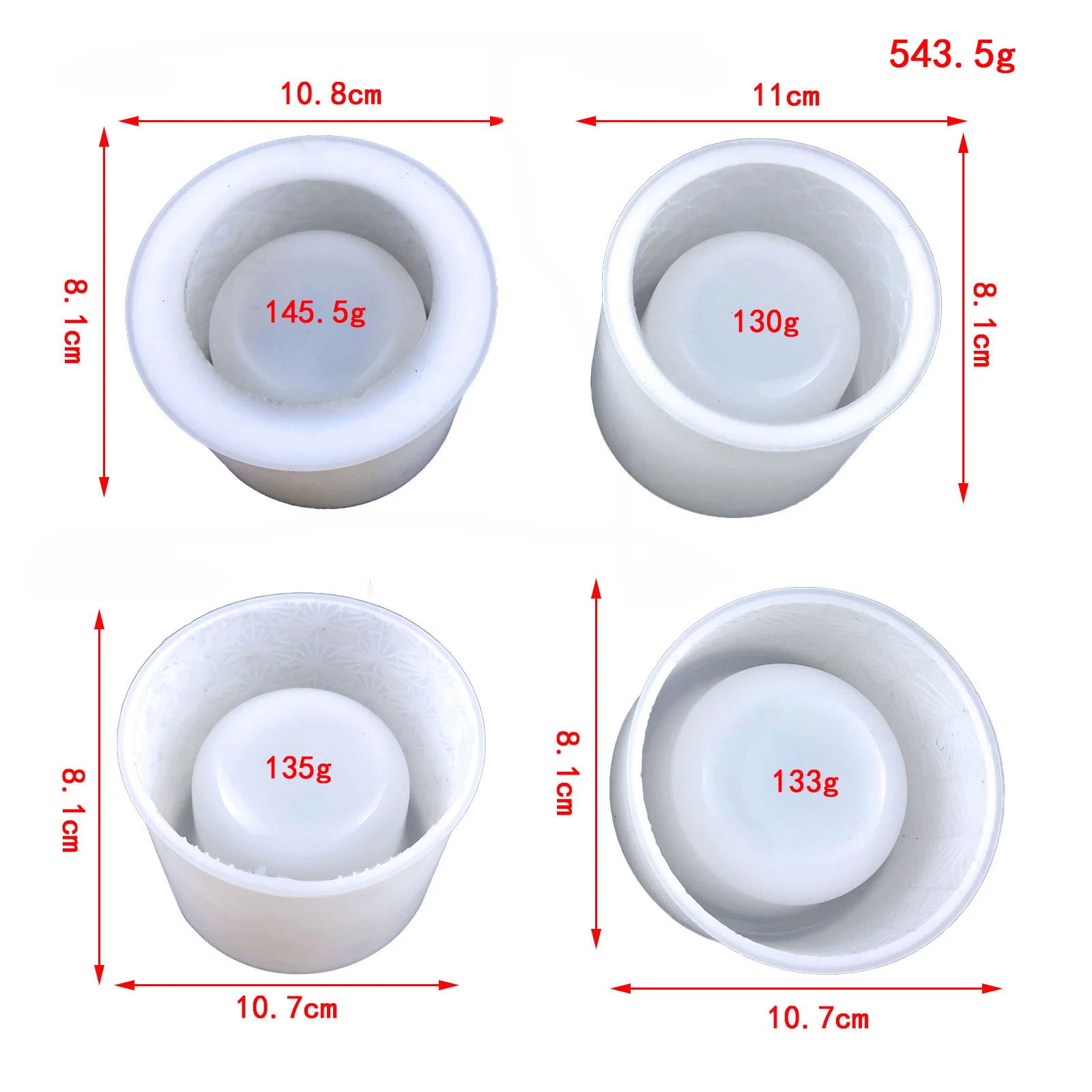 OEM Round fish scale leaf clover flower pot with stripes silicone mold cement plaster Silicone Resin Mold flowerpot molds