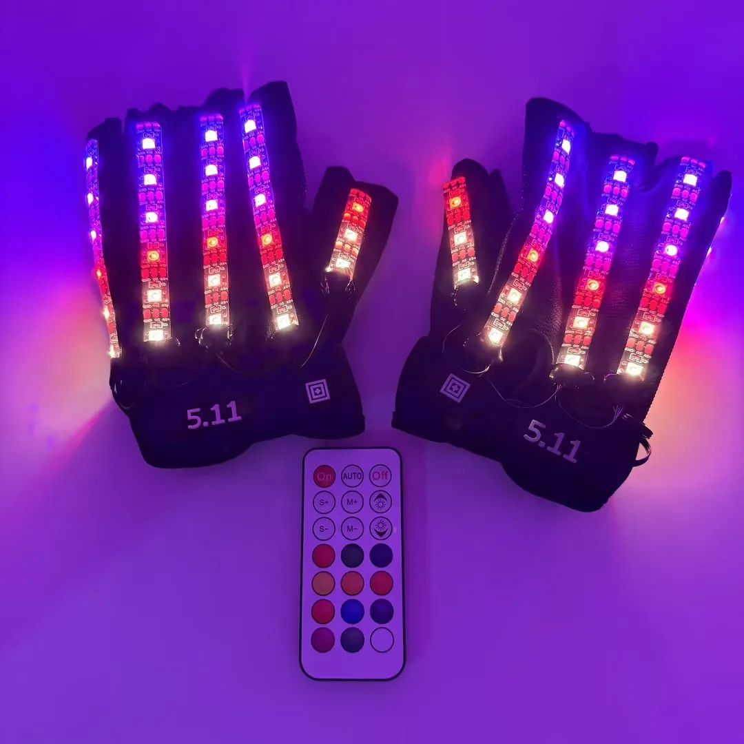 RaveNeon New Style Party Decorative Led Gloves Holiday Lights EL Fluorescent Halloween Gloves for Glow In Dark Party Supplies
