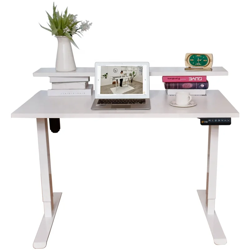 White Table Uplifting Standing  Electric Adjustable Height office desk