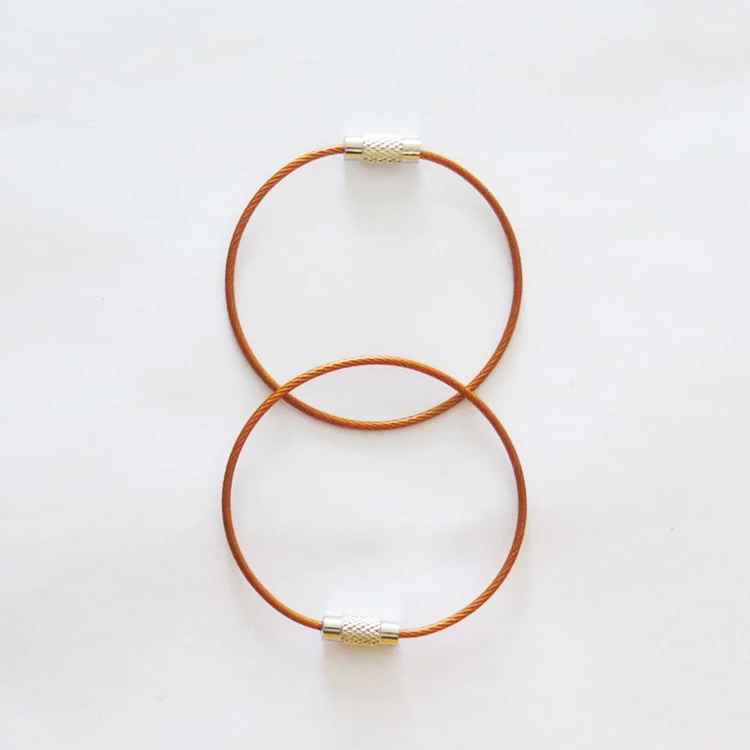 YIWANG Orange 150MM Stainless Steel Cable Key Ring Wire Rope Key Chain
