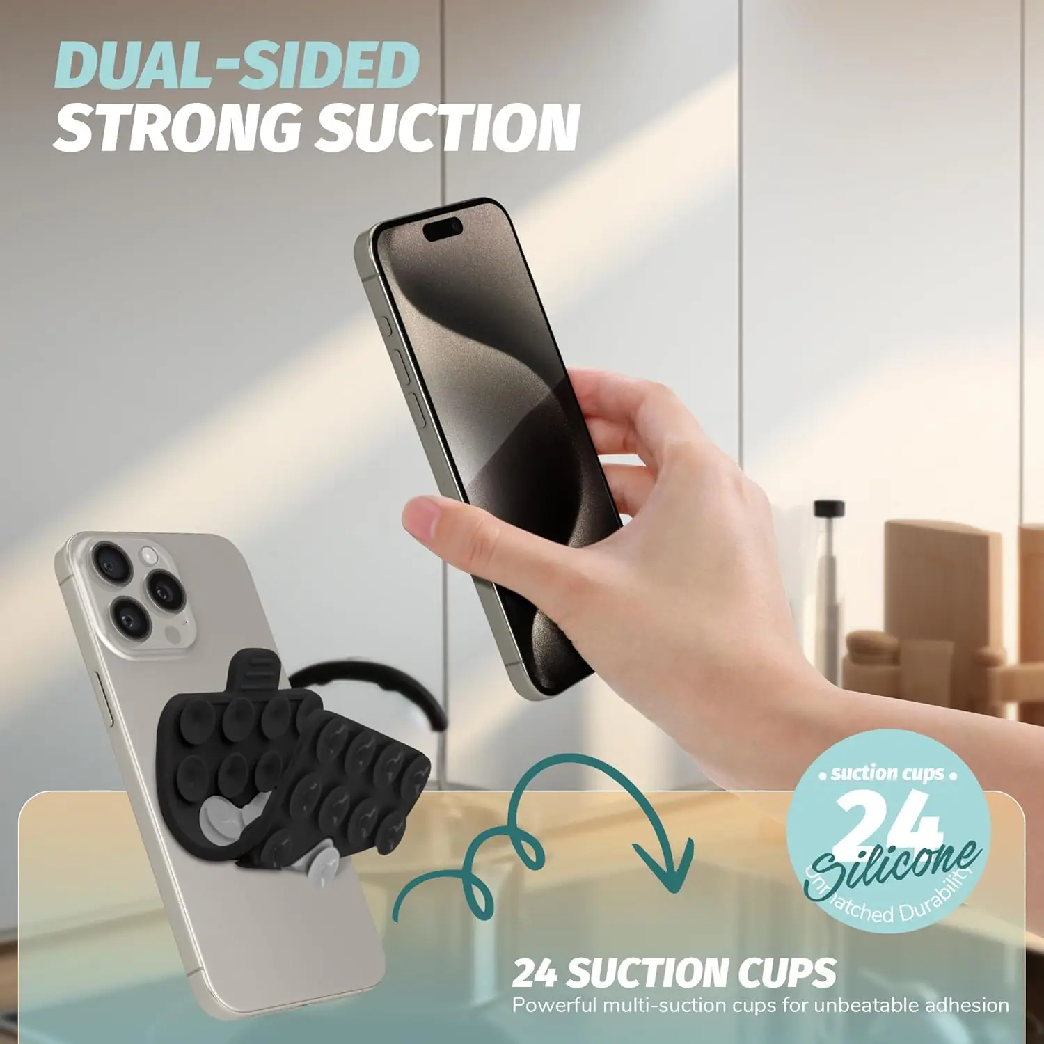 Silicon Sticky Phone Grip with Strong Suction Power Holder Removable and Reusable Suction Cup Phone Mount