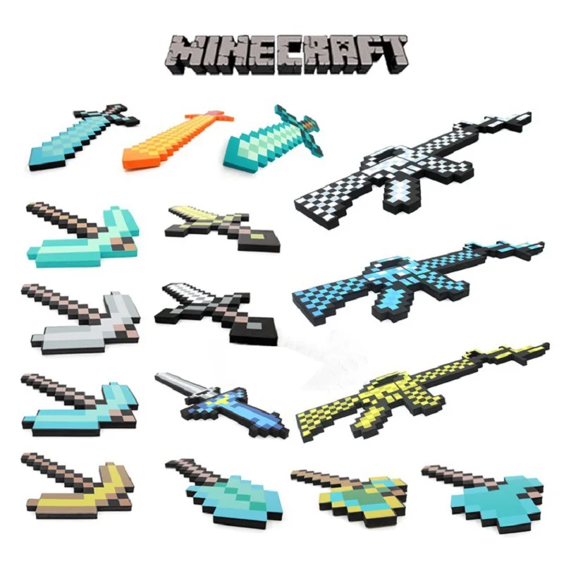 New 37 style My World weapon Model Sword Mosaic pixel toys Sword EVA froth Kids Toys Sword
