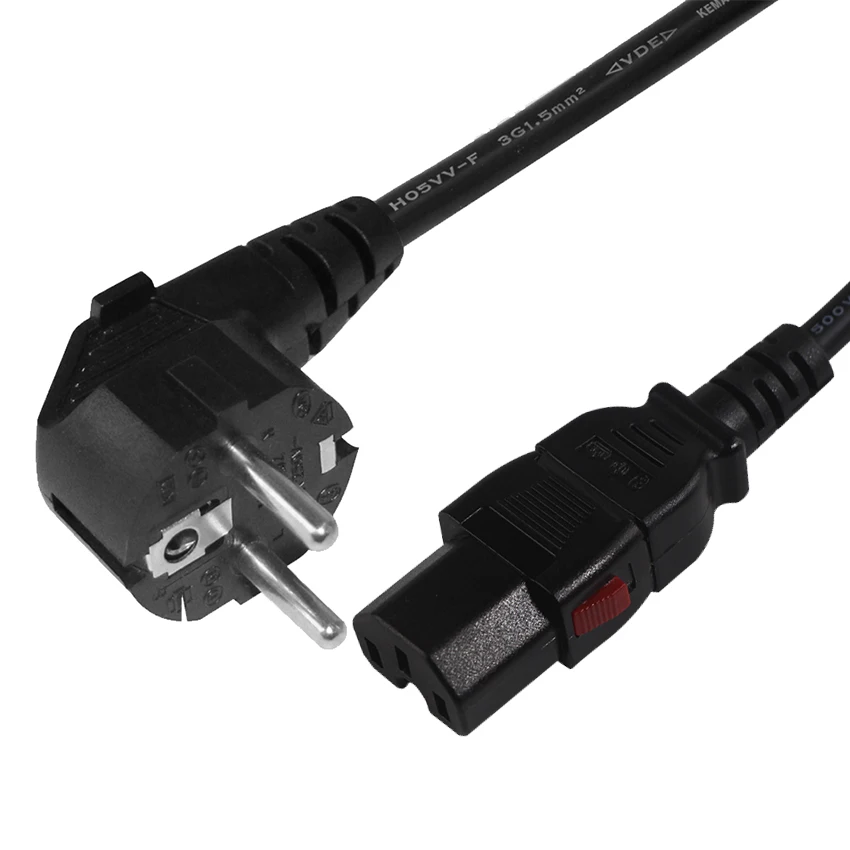 1.5m 2m C19 IEC 16A 250V European 3 pin Round Plug Cable European Standard Ac Power Cord