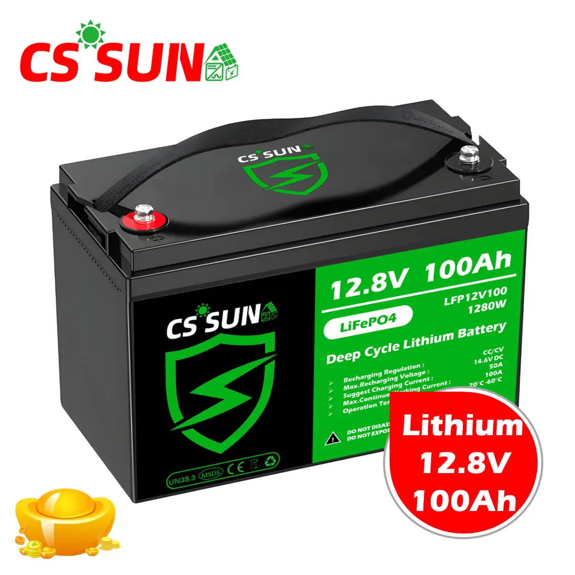 CSSUN 12V100Ah rechargeable LiFePO4 Battery for ltx solar accumulator  Replace VRLA China factory