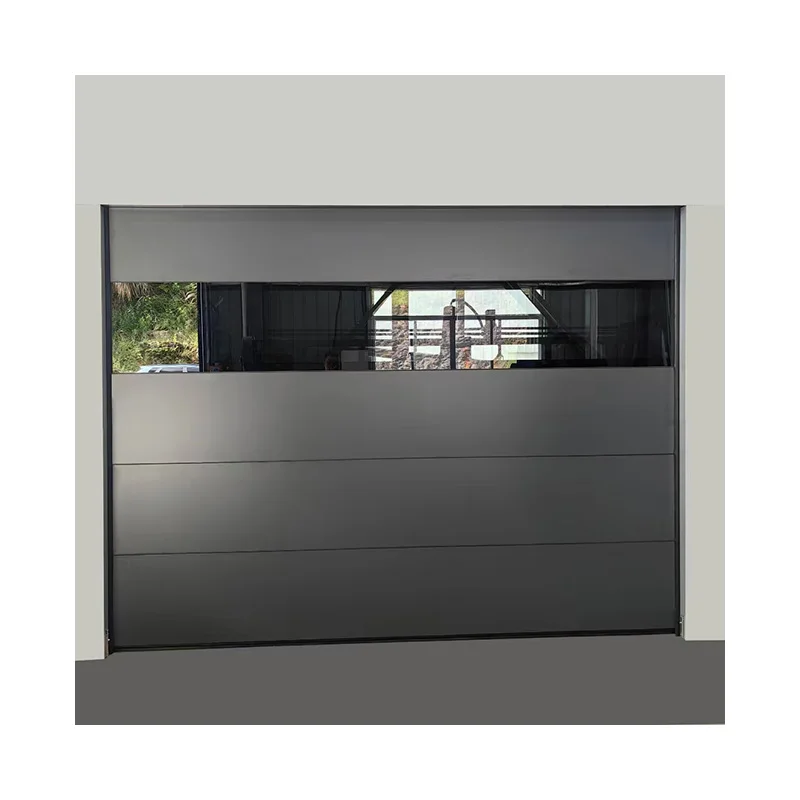 Aluminum Panel sliding up Garage Door For Residential Buildings One Way Transparent Glass panel with automatic motor