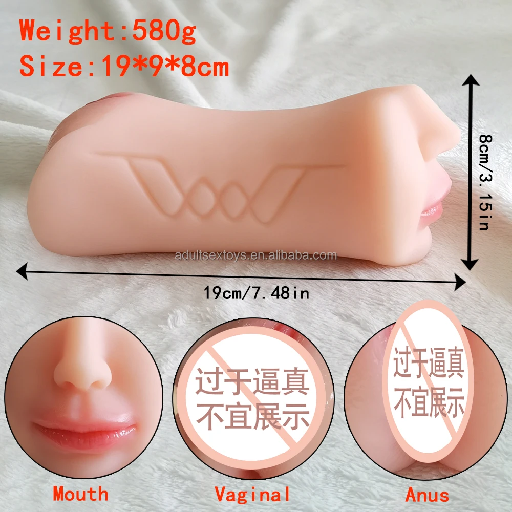 3 in 1 Soft Silicone Male Masturbators Realistic Pocket Pussy Anus Lifelike Mouth Oral Sex Masturbation Sleeve for Men