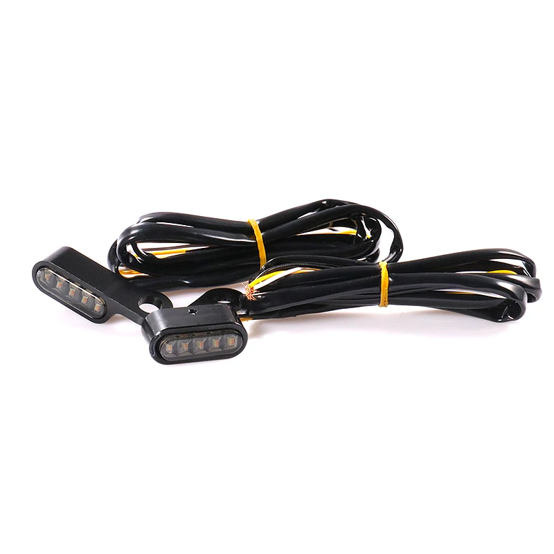 2x Motorcycle Parts Mini 8mm Handlebar LED Turn Signals Indicators Blinker Lamp Custom Cruiser Chopper Cafe Racer Touring