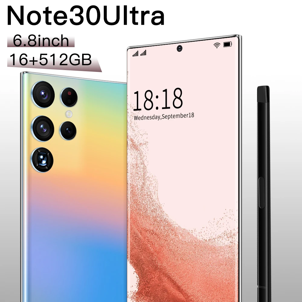Note 30 6 8 дюймов 32 + 64 МП разблокированный смартфон 4g 5g note30u android 12 0 смартфоны