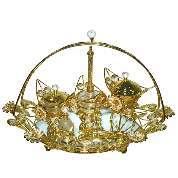2024 decoative arab tray sets with crystal flower