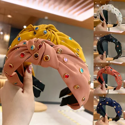 Manufacturers direct Korean version of the new tied hair accessories fashion ladies hair pressure bangs headband wide edge color