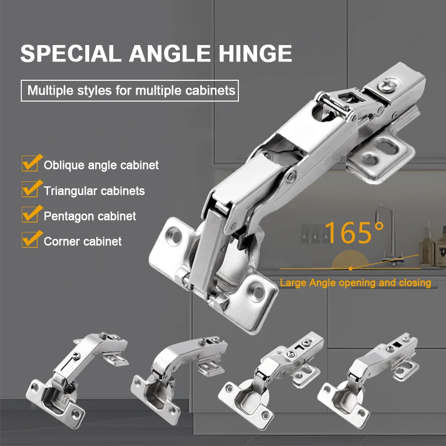 Special Angle 30 45 90 135 165 -30 -45 Degree Hydraulic Soft Close Cabinet Hinges for Furniture