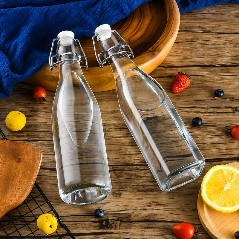 Wholesale Price Hot 150ml 250ml 350ml Can Be Customized Airtight Glass Bottle With Buckle Lid