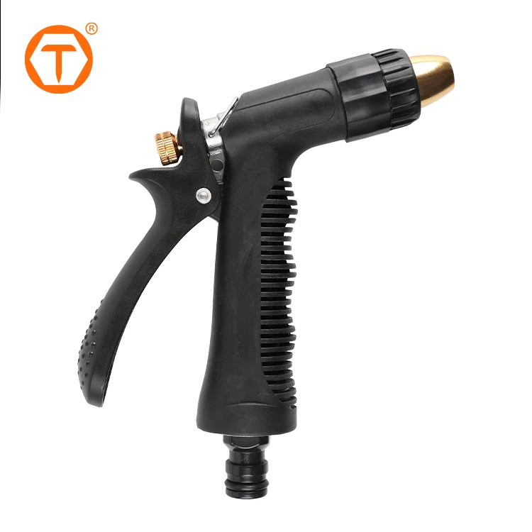 Heavy duty handheld brass hose trigger nozzle water jet garden watering spray gun with adjustable metal nozzle