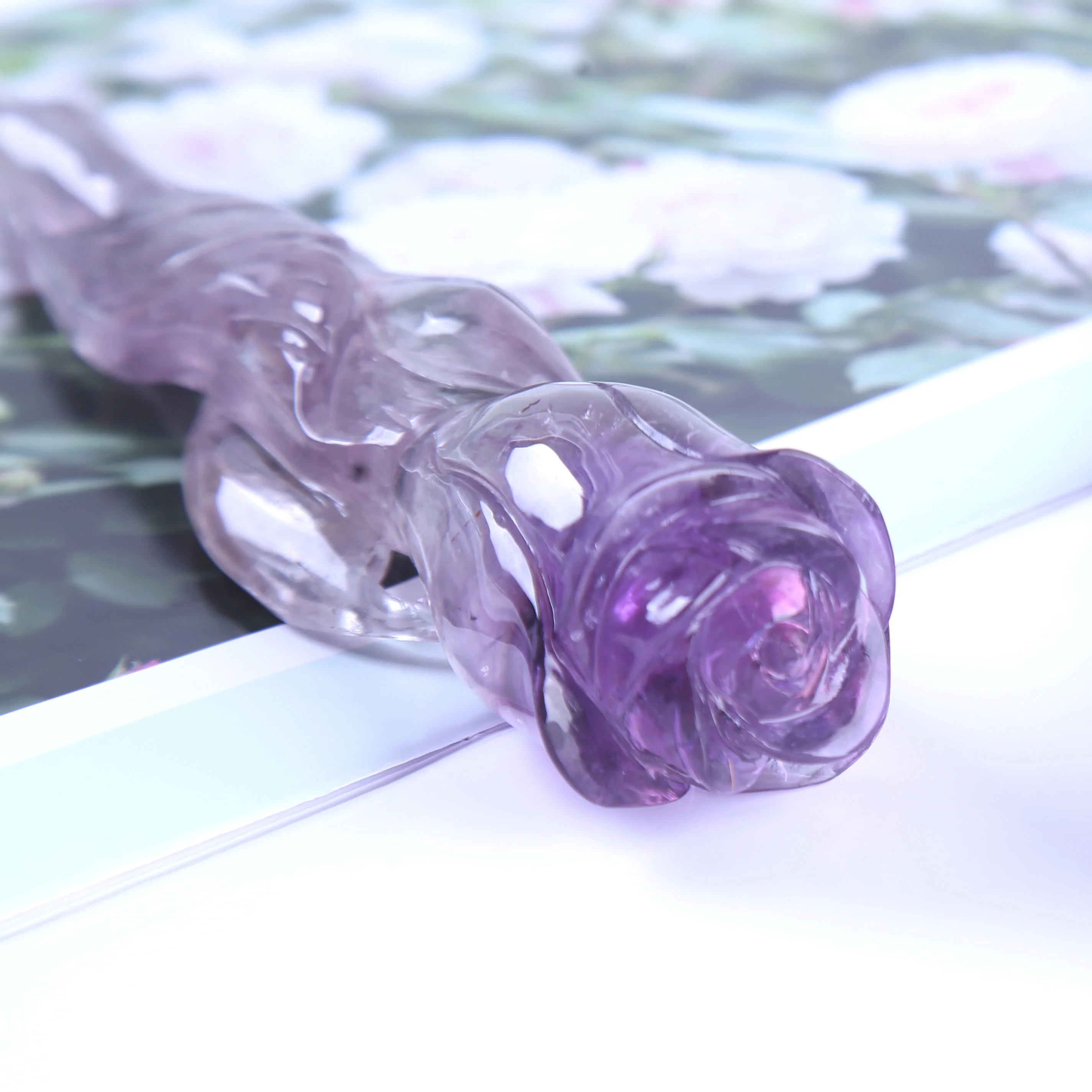 
Natural Purple Crystal Quartz Rose Points Amethyst Points Brazil Amethyst Rose Wands Points 