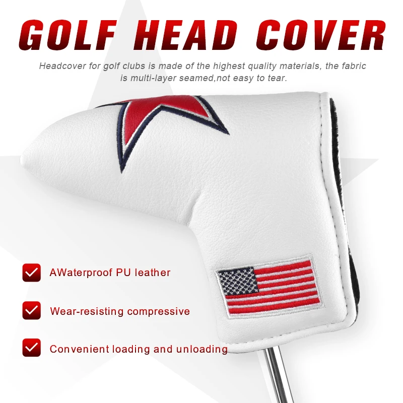 Cute Cartoon Embroidery/Printing Golf Club Covers Durable Leather Golf Putter Covers Custom Golf Headcovers