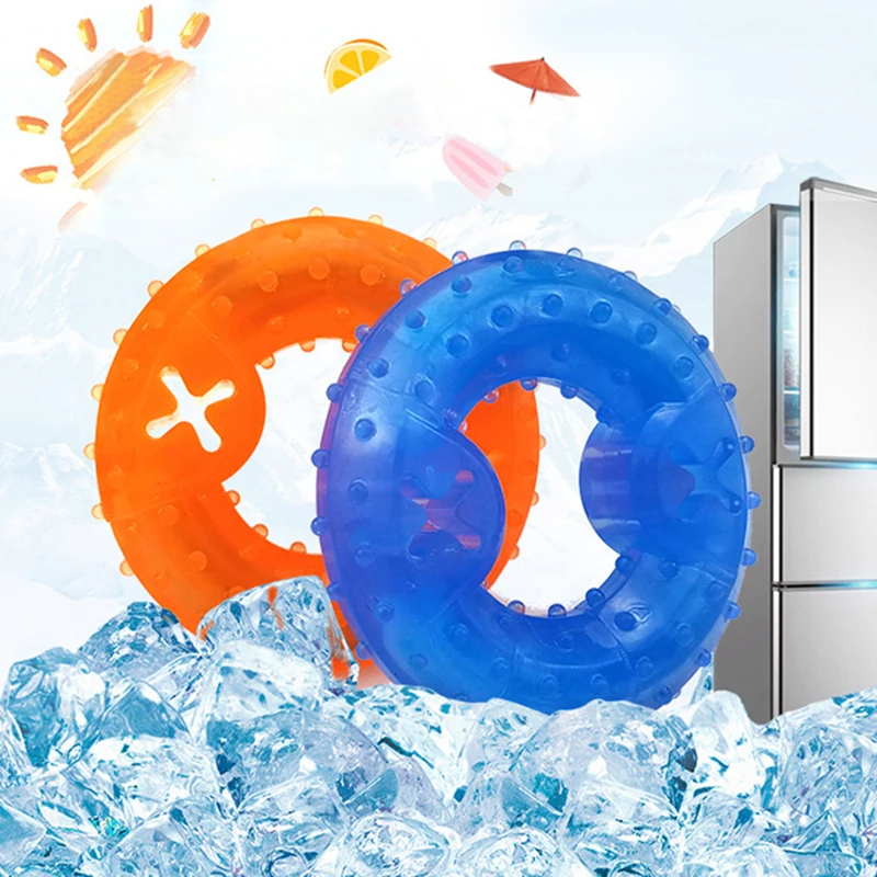 LEVI Factory wholesale Eco-friendly TPR  Bite Resistant Ice Ring Frozen Heat Reducing Dog Tooth Grinding  Summer Cooling Toy