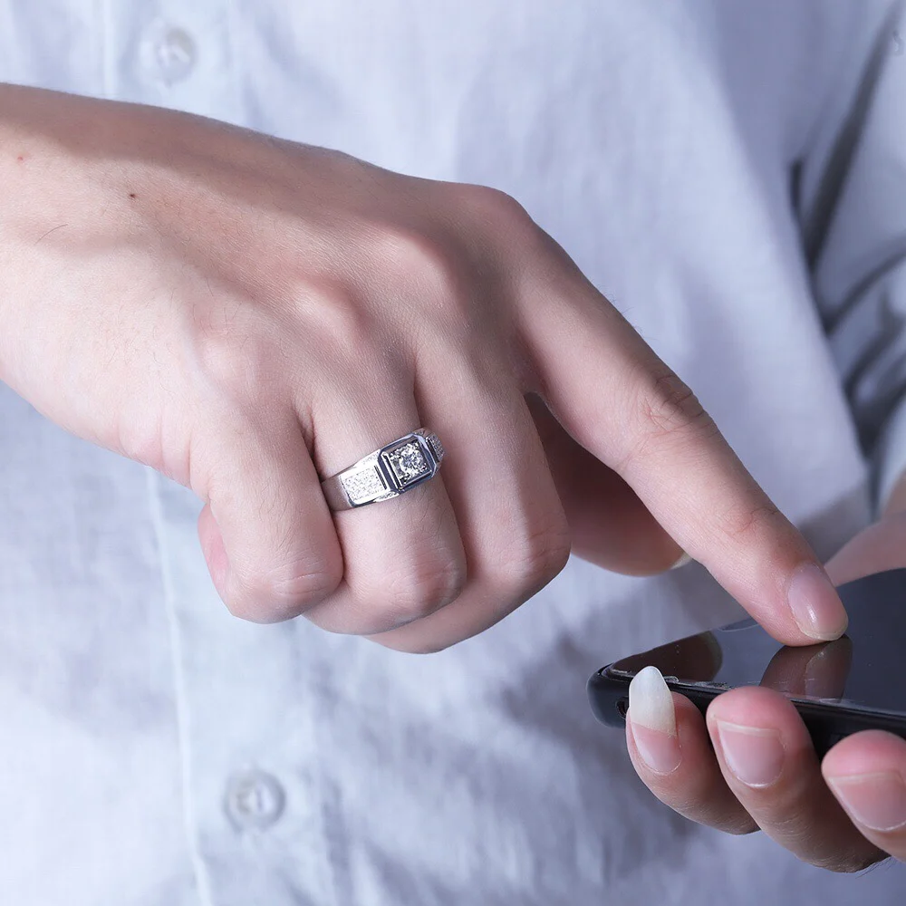 Kenturay Jewelry Square Shape Fashion Style Ring Shining Diamond For Husband