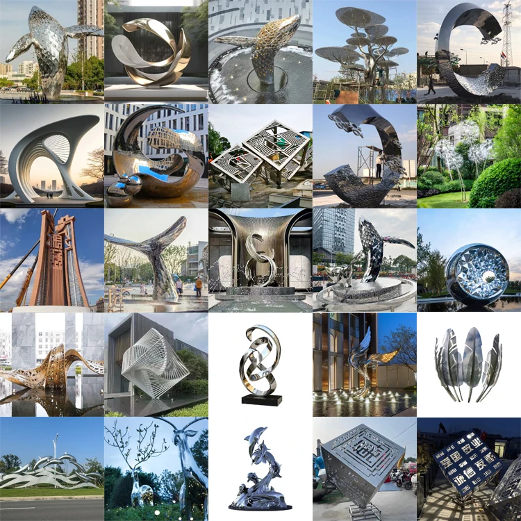 Modern art silver stainless steel abstract sculpture outdoor abstract luxury statue sculpture