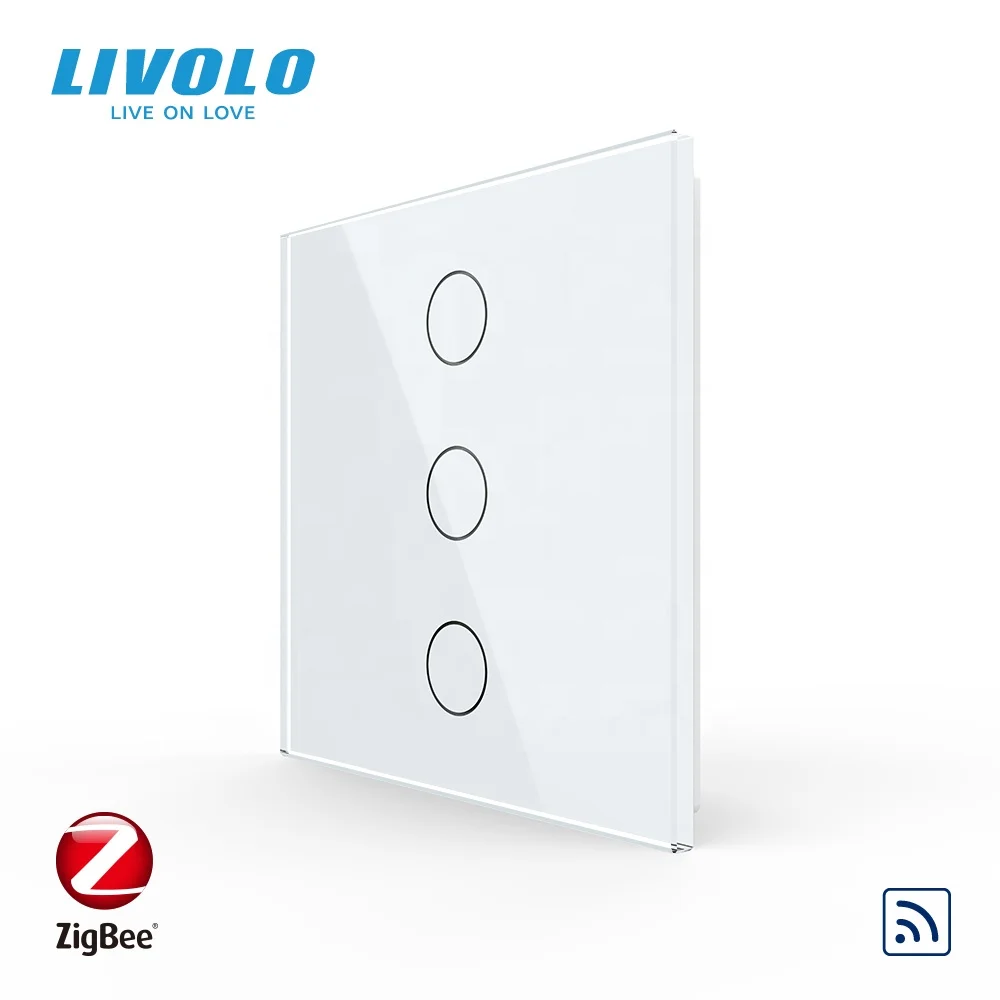 LIVOLO UK standard smart EC 3gang 1way touch panel switch,wall electrical light wifi remote sensor ,no sound,with backlight