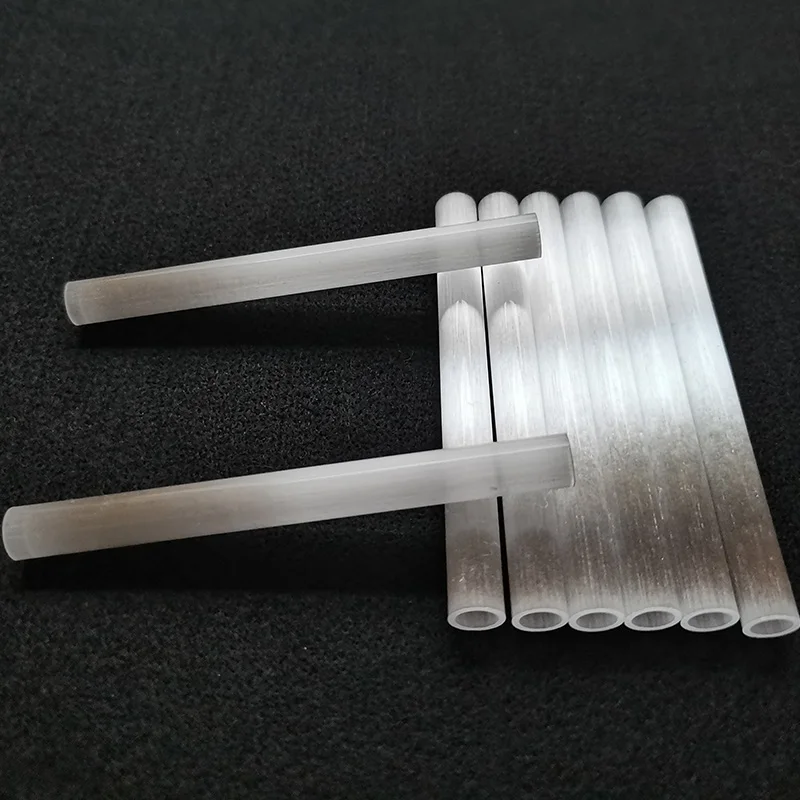 High temperature resistant frosted cream heated quartz glass tube with one end closed round