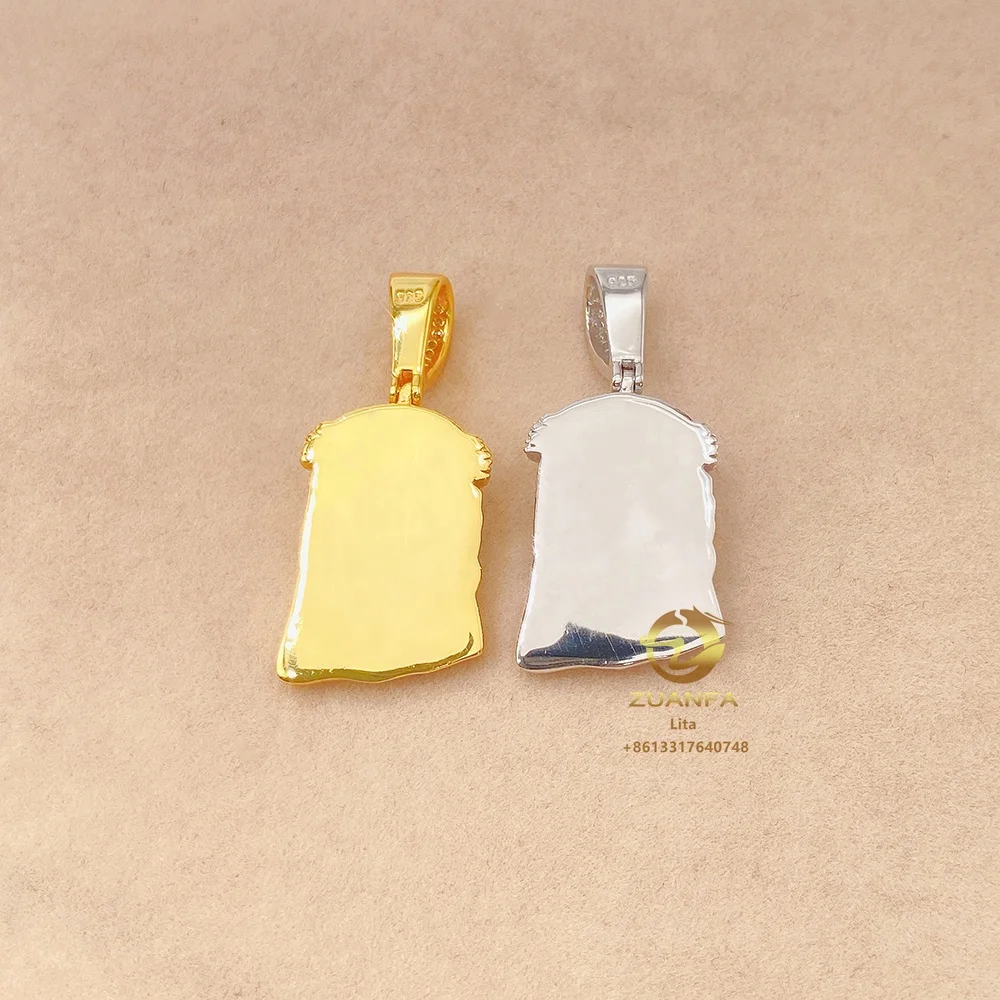 Ready to ship jesus head vvs moissanite diamond necklace pendant gold plated sterling silver moissanite pendant