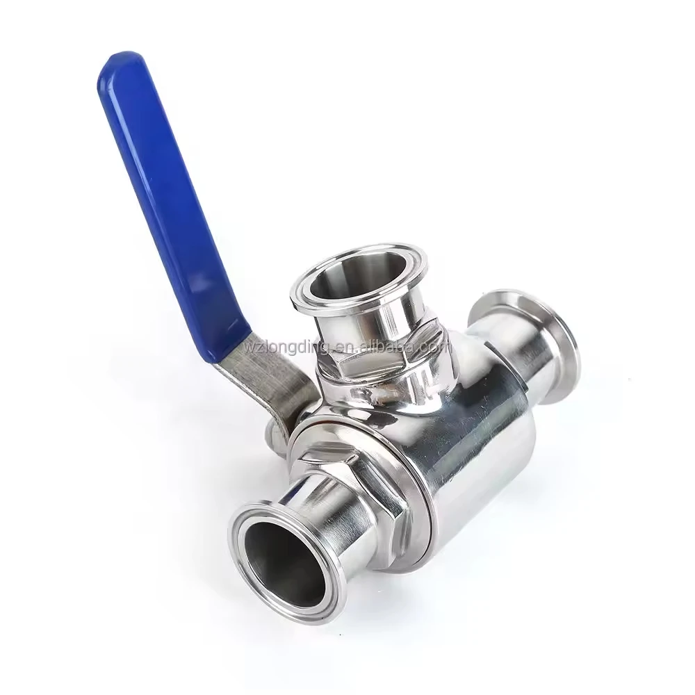 stainless steel ss304 316 sanitary 3 way ball valve tri clamp 3pcs water gas DN8 DN25 DN50 ball valve