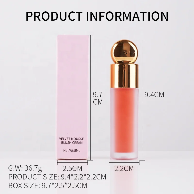 Liquid Blush Lotion Moisturizing Glow Golden Lid Clear Tube Matte Orange Blush Waterproof Long Lasting Blush