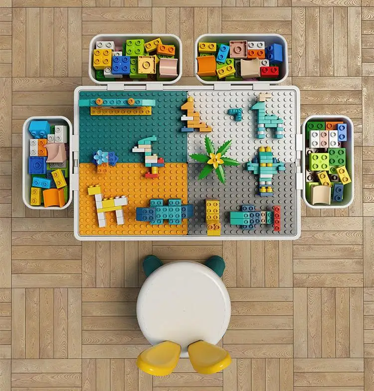 YuBon Cartoon Mini Functional building block table Assembled Bricks Anime Figure Model Building Blocks Puzzle educational Toy