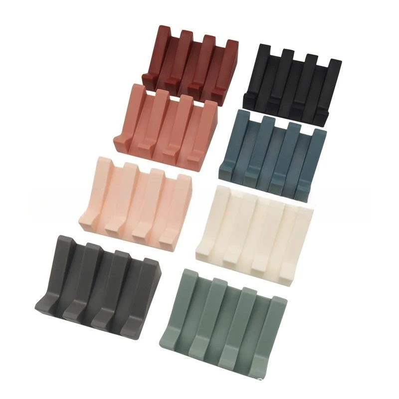 Silicone Soap Dish with Drain for Shower Bathroom Sponge Holder Self Draining Waterfall Drying Tray Kitchen Sink